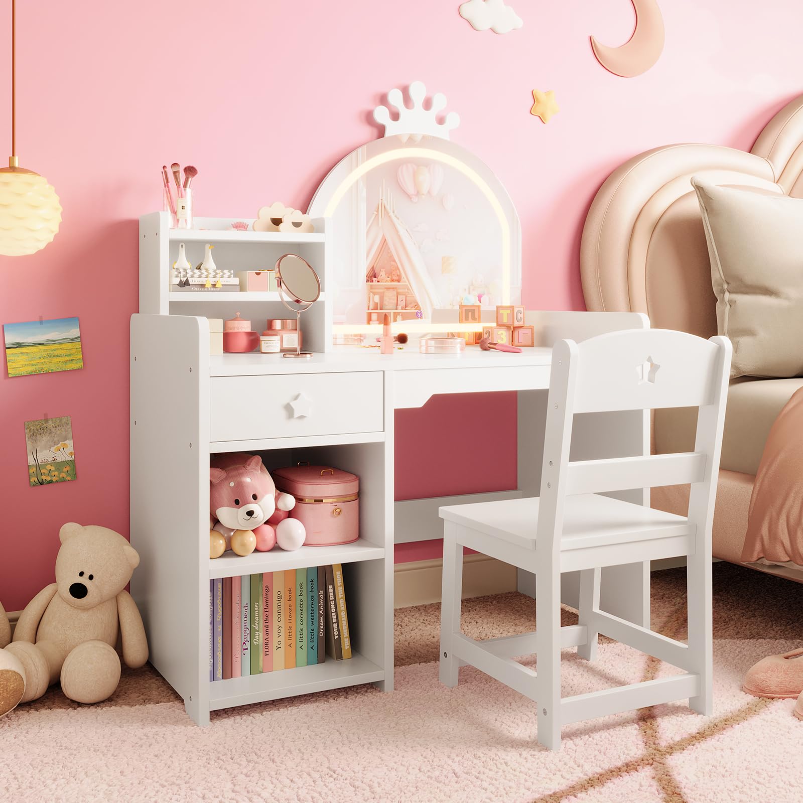 Dressing Table Vanity With Lighted Mirror - Set Tavolo e Sedia da Trucco