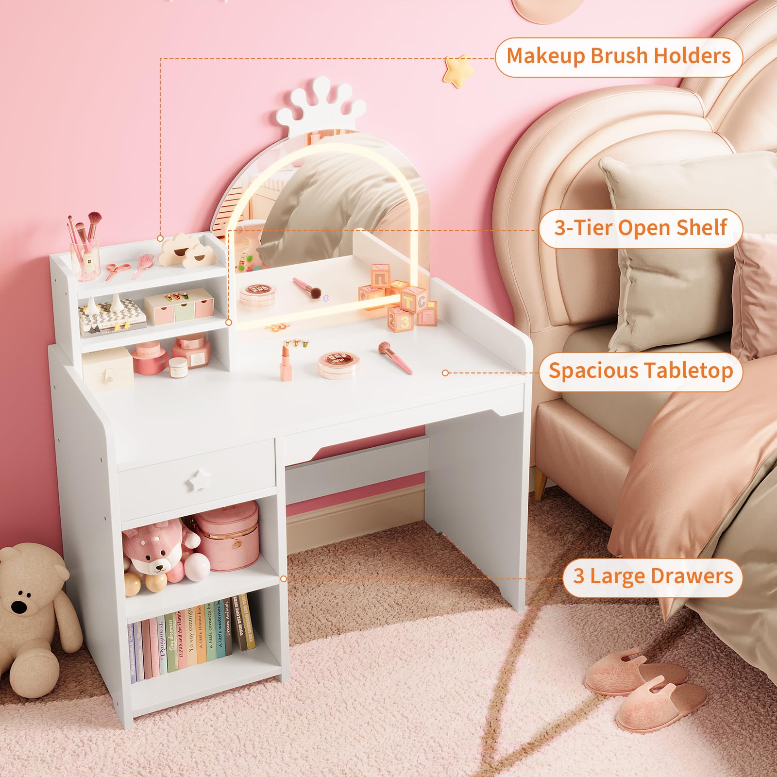 Set Tavolo e Sedia da Trucco p - Dressing Table Vanity With Lighted Mirror recensione e prezzo