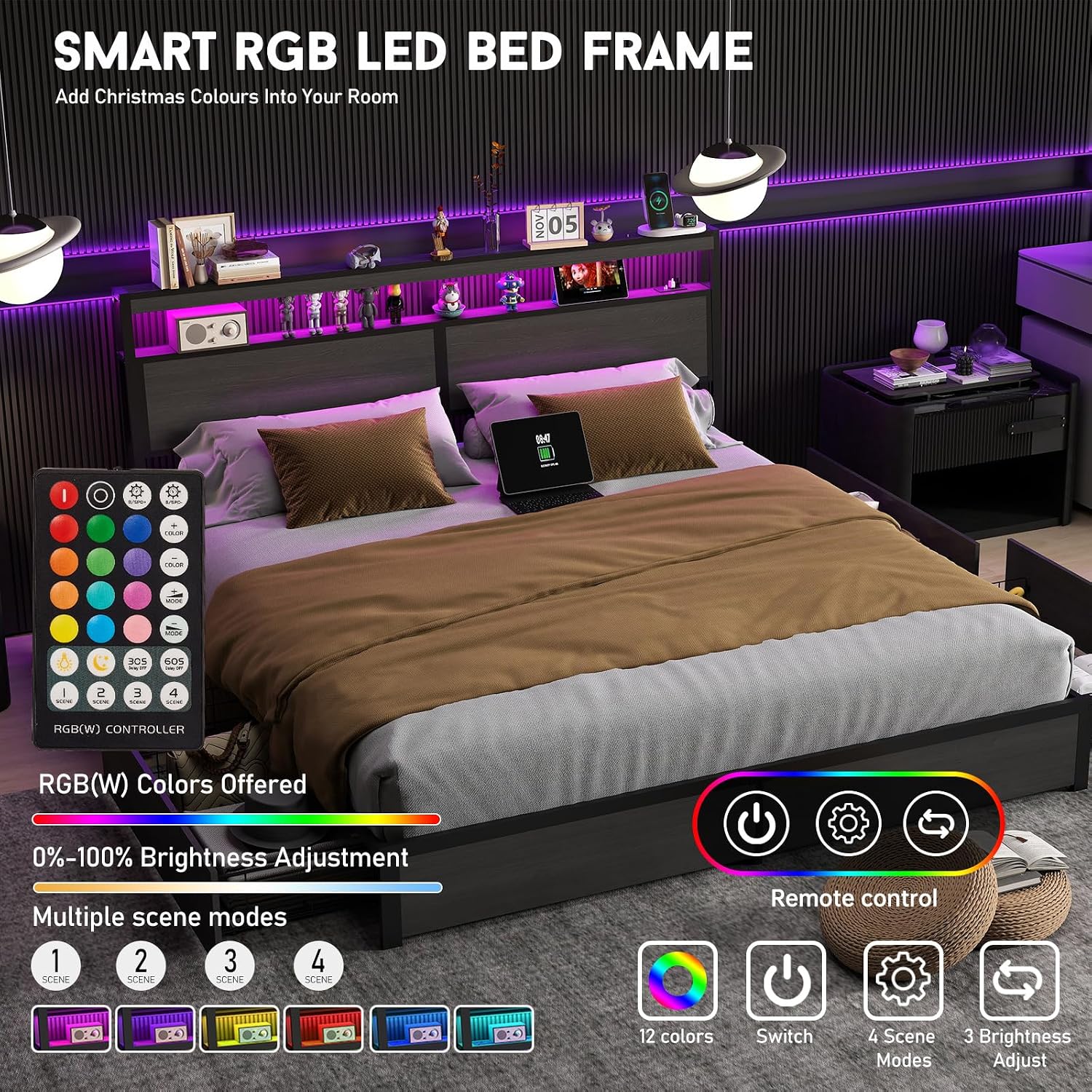 Letto matrimoniale con testier - King Size Bed Frame With Storage Drawers recensione e prezzo